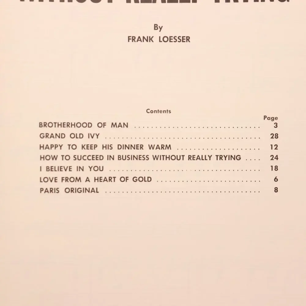 How to Succeed in Business Piano Vocal Songbook Sheet Music Score